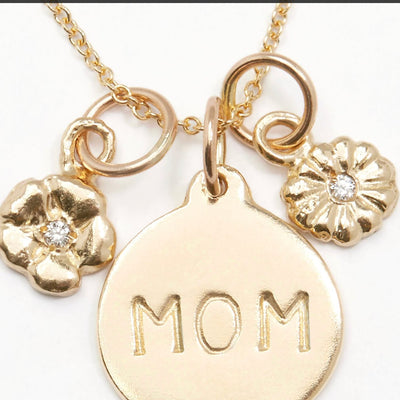 Helen Ficalora 14k Gold "Mom" Pendant for Necklaces & Bracelets 