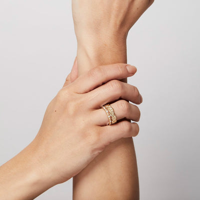 Helen Ficalora Daisy Flower Band Ring With Diamonds 14k Yellow Gold