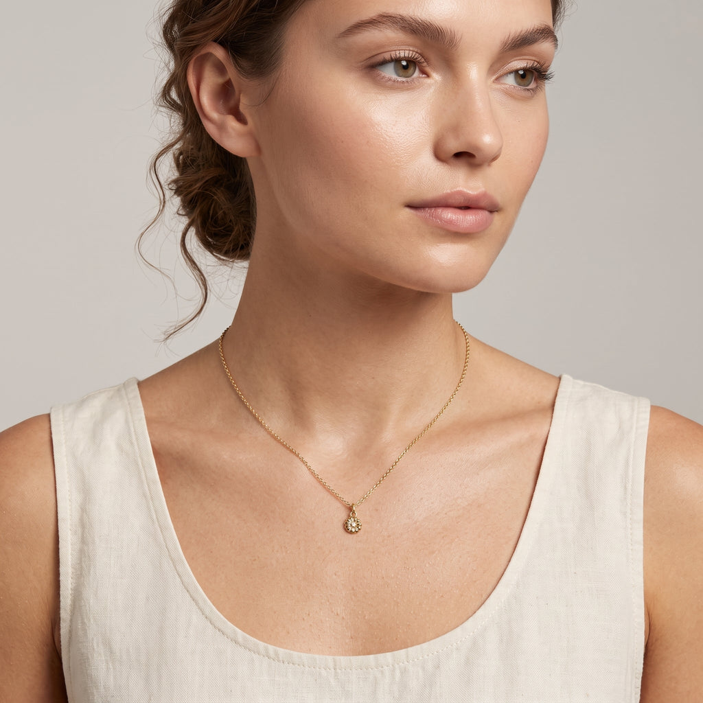 Montauk Daisy Flower Charm 14k Yellow Gold