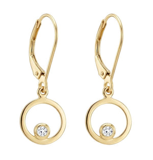 Open Circle Dangle Earrings With Diamond