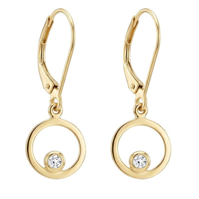 Open Circle Dangle Earrings With Diamond