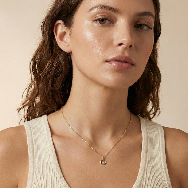 Open Circle Charm With Diamond