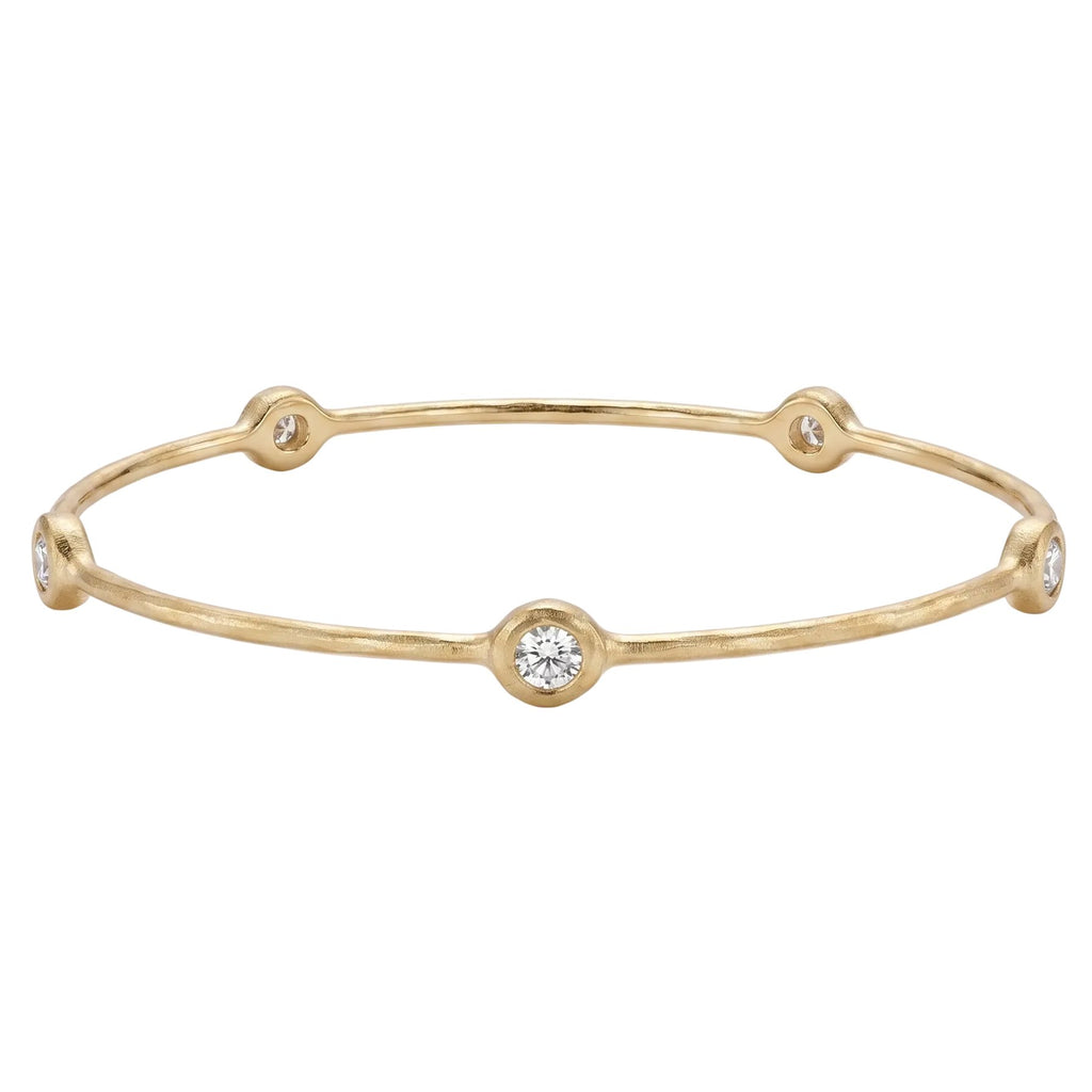 Organic Bangle Bracelet With 5 Diamonds