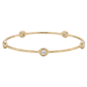 Organic Bangle Bracelet With 5 Diamonds
