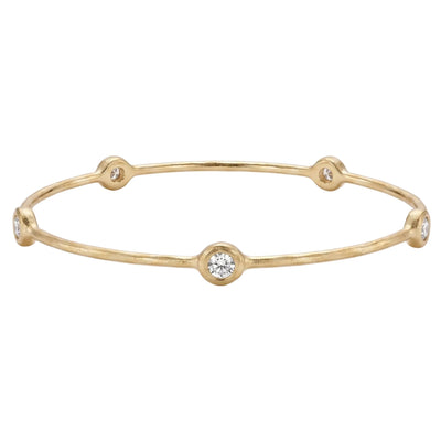 Organic Bangle Bracelet With 5 Diamonds