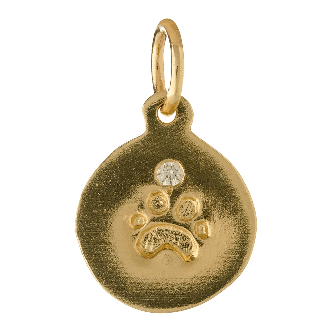 Heart and Paw Print Necklace - Sterling Silver with Yellow Gold Plating