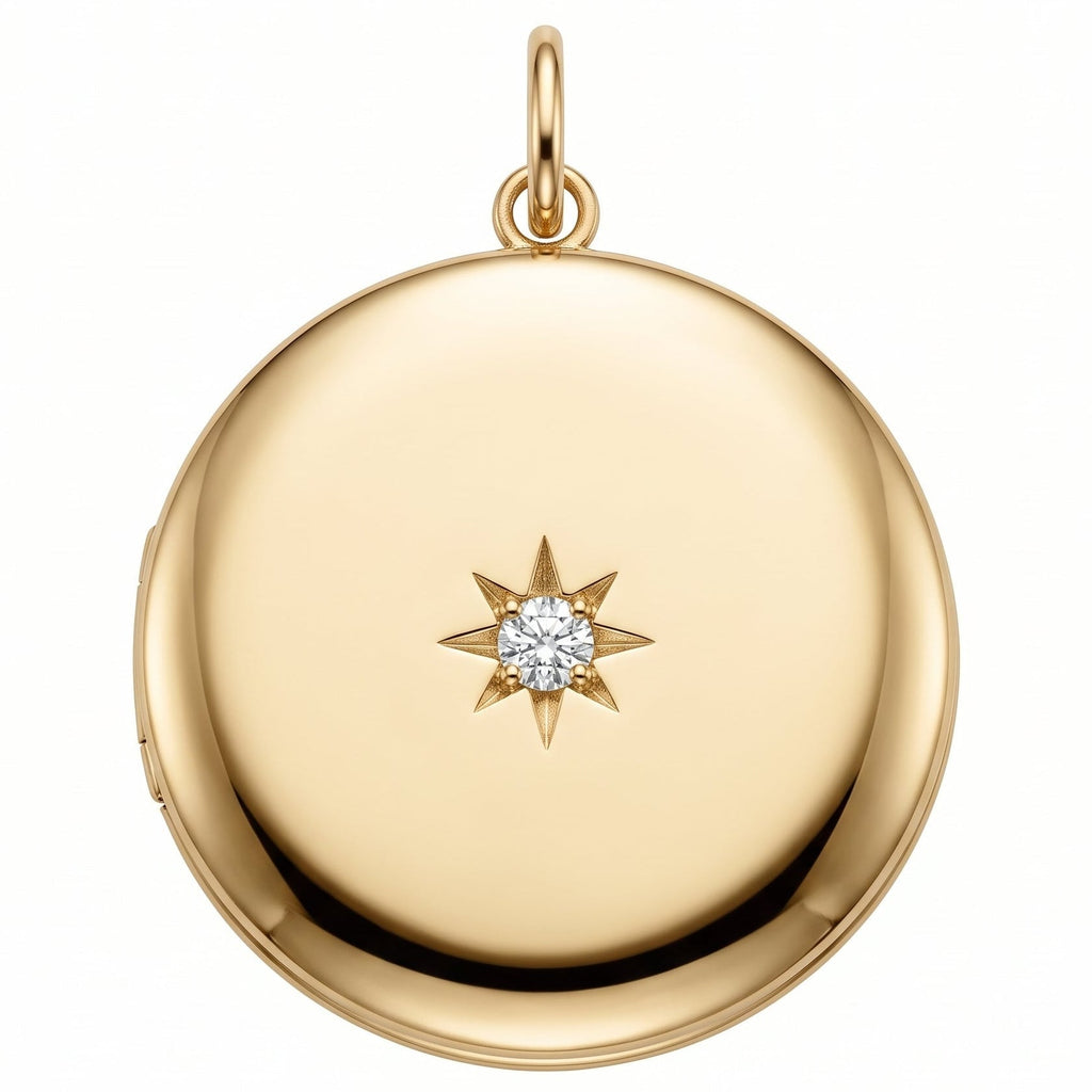 Round Locket With Diamond 14k Yellow Gold With Diamond