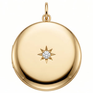 Round Locket With Diamond 14k Yellow Gold With Diamond