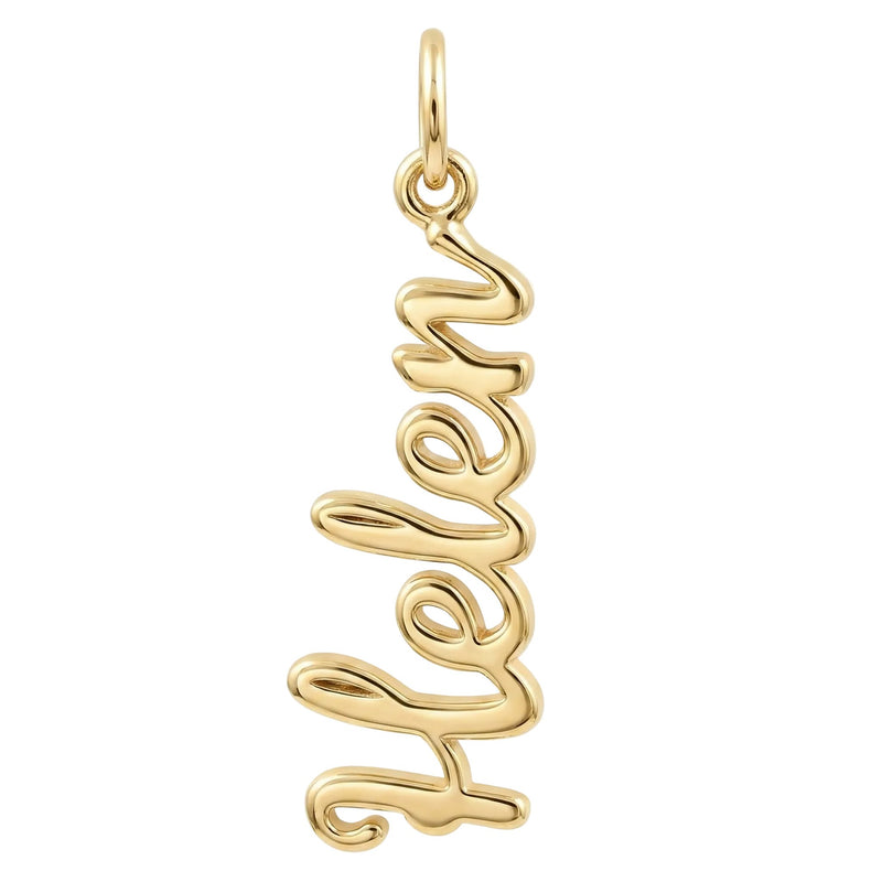 Gold pendant with 'Helen' engraved on a white background