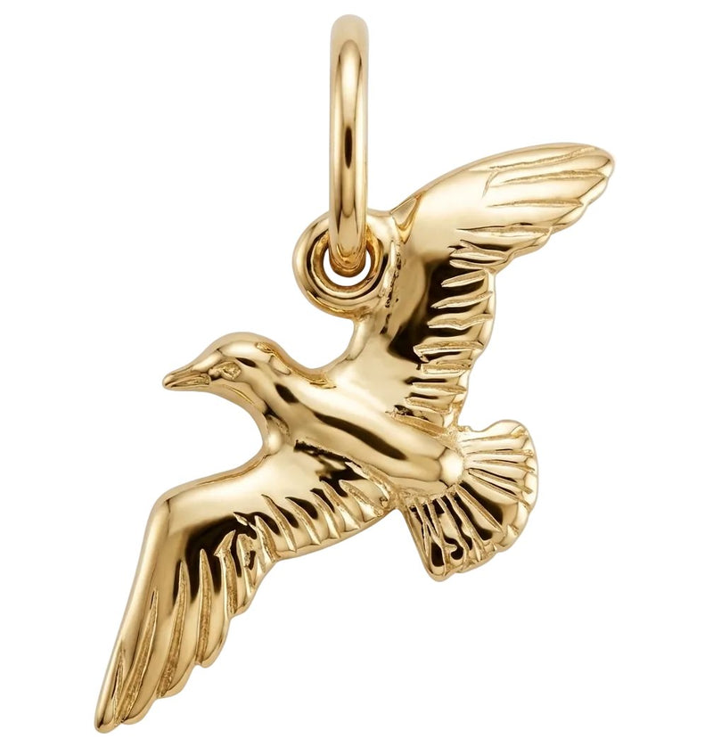 Gold bird pendant on a white background
