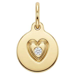 Small Heart Disk Charm With Diamond