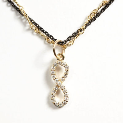 Helen Ficalora Small Gold Infinity Charm with Diamonds in 14k Yellow Gold