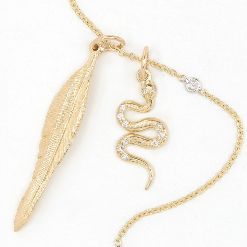 Helen Ficalora's Snake Mini Charm Pave Diamonds 14k Yellow Gold