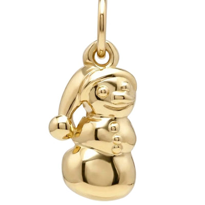 Gold snowman pendant on a white background