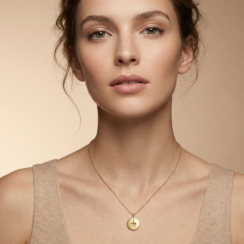 Star Cutout Charm with Diamond