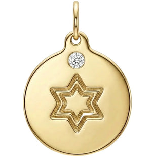 Star of David Disk Charm With Diamond