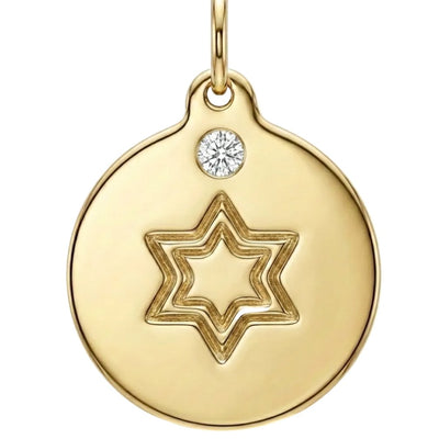 Star of David Disk Charm With Diamond