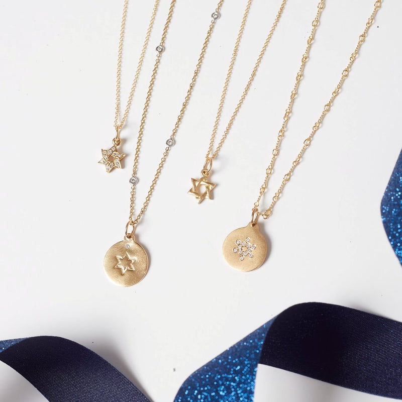 Star of David Mini Charm Pavé Diamonds Jewelry Helen Ficalora 14k Yellow Gold For Necklaces And Bracelets