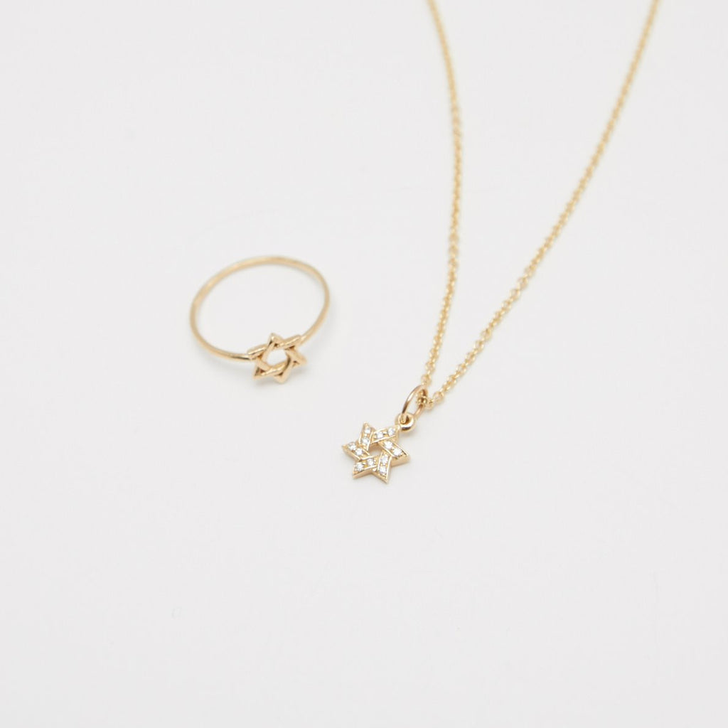 Star of David Mini Charm Pavé Diamonds Jewelry Helen Ficalora 14k Yellow Gold For Necklaces And Bracelets