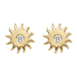 Sun Stud Earrings With Diamond