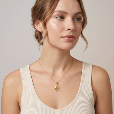 Taurus Zodiac Charm 14k Gold On Model