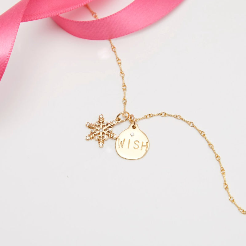 "Wish" Disk Charm With Diamond Jewelry Helen Ficalora 14k Yellow Gold For Necklaces And Bracelets