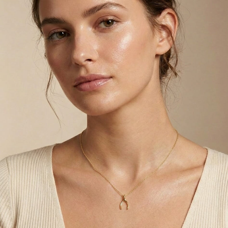 14k Gold Wishbone Charm