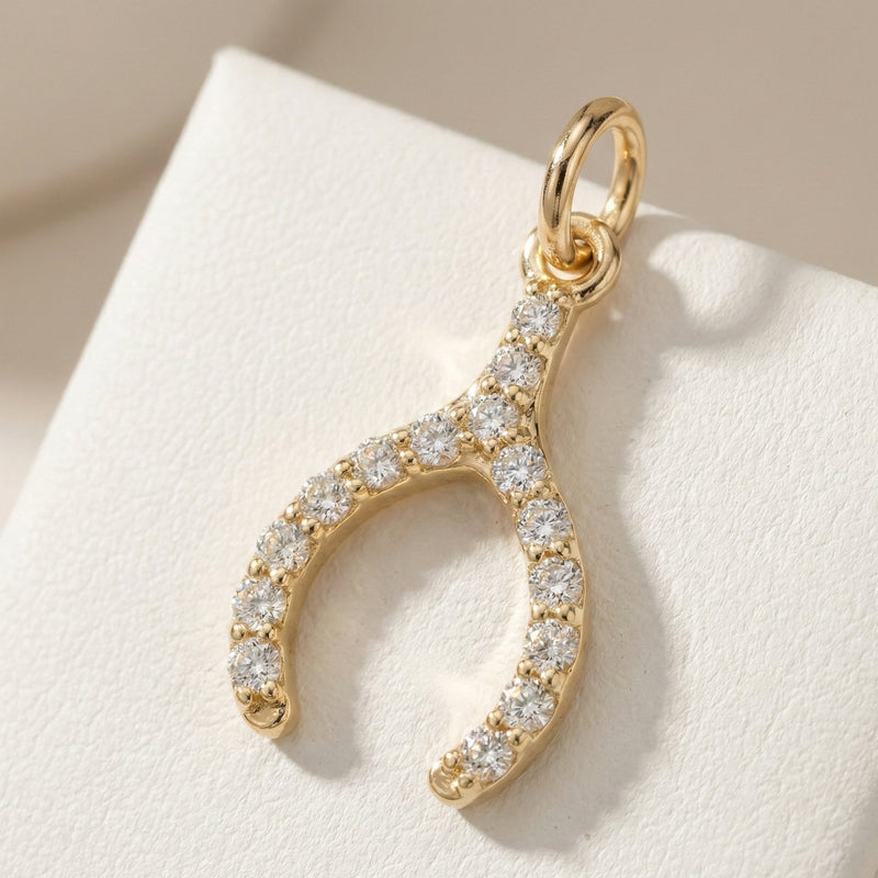 Wishbone Mini Charm Pave Diamonds