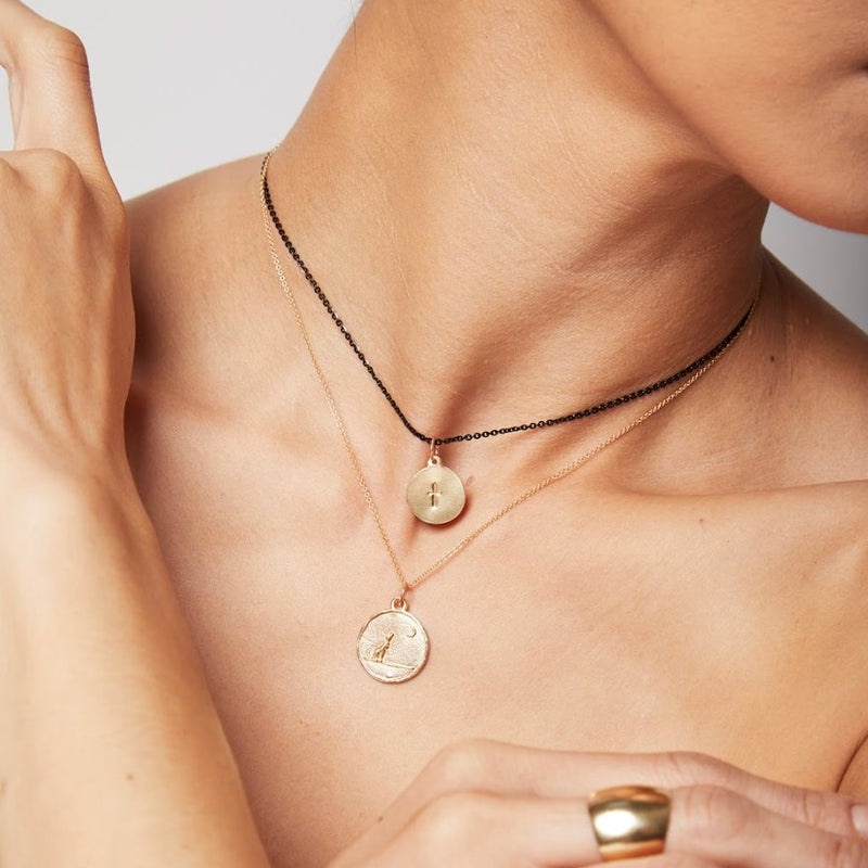 14K Yellow Gold Howling Wolf Charm - Helen Ficalora