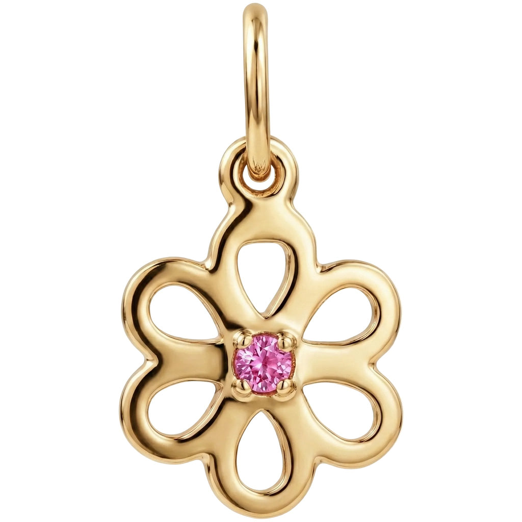 Birthstone Flower Charm With Pink Tourmaline