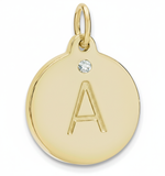 "A" Alphabet charm with diamond yellow gold