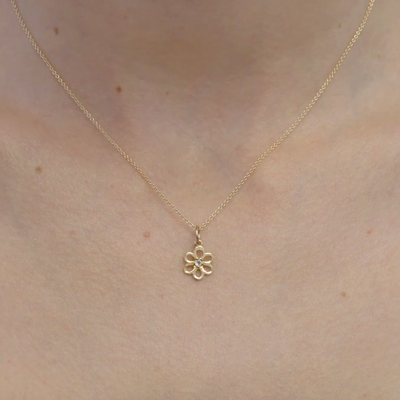 Birth Jewel Flower Charm With Diamond Jewelry Helen Ficalora 14k Yellow Gold