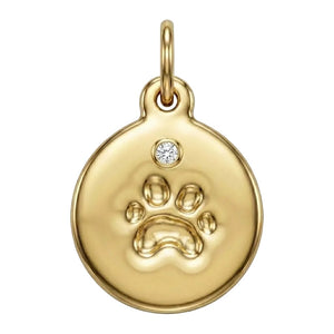 paw print charm with diamond 14k gold