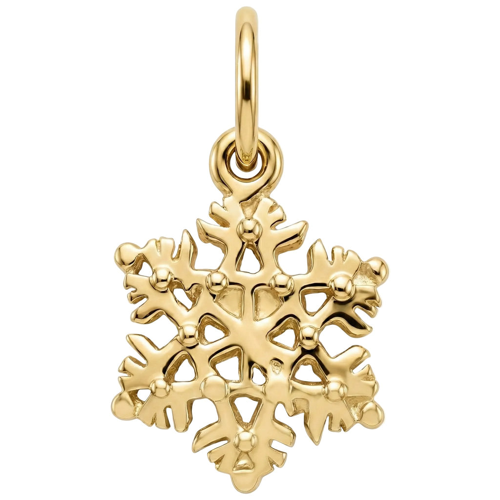Gold snowflake pendant on a white background