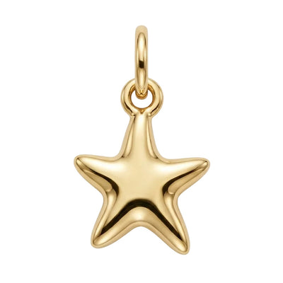 Gold star-shaped pendant on a white background