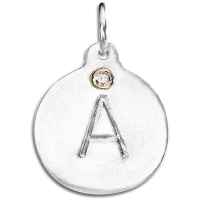 "A" Alphabet Charm 14k Yellow Gold And Sterling Silver With Diamond Jewelry For Necklaces And Bracelets From Helen Ficalora Every Letter And Initial Available