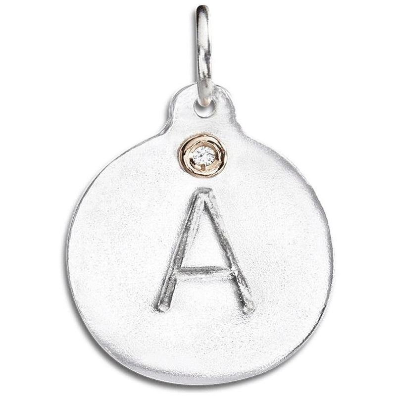 "A" Alphabet Charm 14k Yellow Gold And Sterling Silver With Diamond Jewelry For Necklaces And Bracelets From Helen Ficalora Every Letter And Initial Available