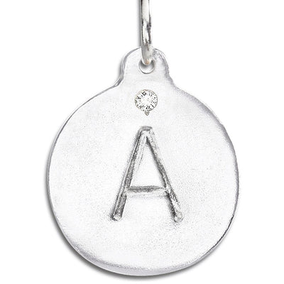 "A" Alphabet Charm Sterling Silver With Diamond Jewelry For Necklaces And Bracelets From Helen Ficalora Every Letter And Initial Available