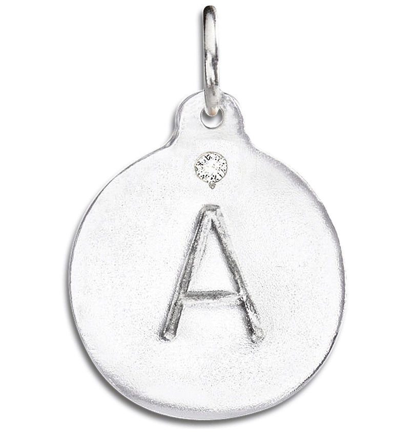 "A" Alphabet Charm Sterling Silver With Diamond Jewelry For Necklaces And Bracelets From Helen Ficalora Every Letter And Initial Available