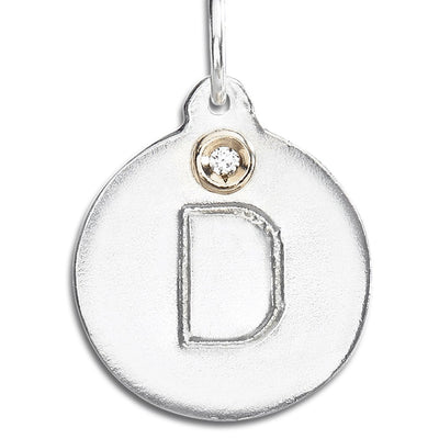 "D" Alphabet Charm Sterling Silver With Diamond Jewelry For Necklaces And Bracelets From Helen Ficalora Every Letter And Initial Available