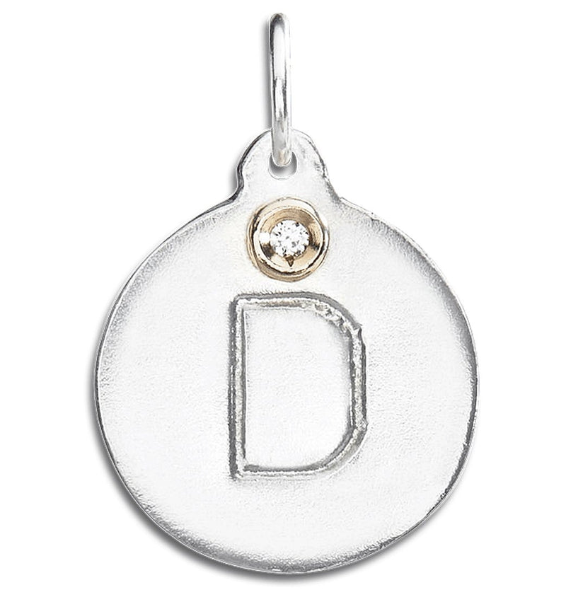 "D" Alphabet Charm Sterling Silver With Diamond Jewelry For Necklaces And Bracelets From Helen Ficalora Every Letter And Initial Available