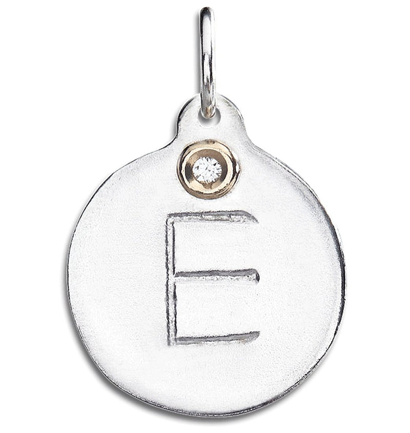 "E" Alphabet Charm Sterling Silver With Diamond Jewelry For Necklaces And Bracelets From Helen Ficalora Every Letter And Initial Available