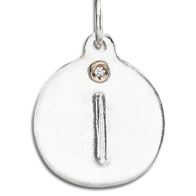 "I" Alphabet Charm With Diamond Jewelry Helen Ficalora Sterling Silver For Necklaces And Bracelets