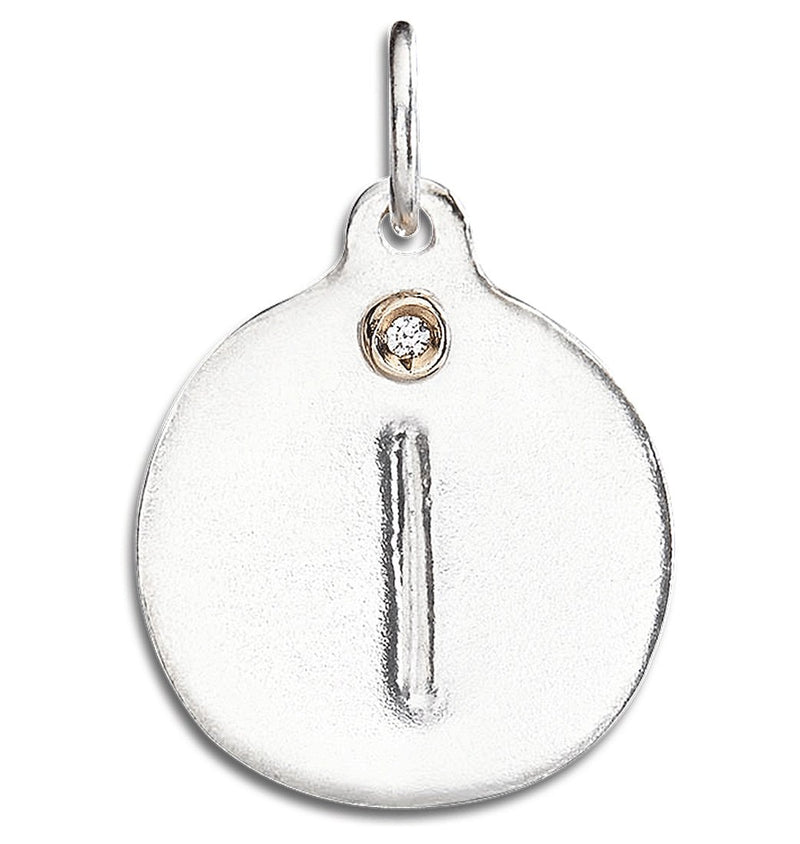 "I" Alphabet Charm With Diamond Jewelry Helen Ficalora Sterling Silver For Necklaces And Bracelets