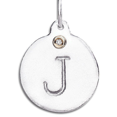 "J" Alphabet Charm With Diamond Jewelry Helen Ficalora Sterling Silver For Necklaces And Bracelets