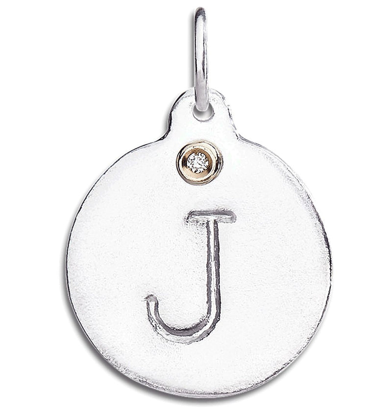 "J" Alphabet Charm With Diamond Jewelry Helen Ficalora Sterling Silver For Necklaces And Bracelets