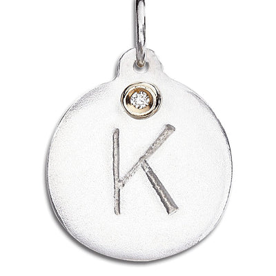 "K" Alphabet Charm With Diamond Jewelry Helen Ficalora Sterling Silver For Necklaces And Bracelets