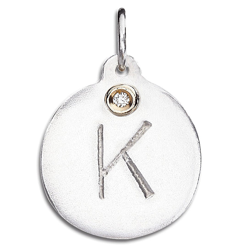 "K" Alphabet Charm With Diamond Jewelry Helen Ficalora Sterling Silver For Necklaces And Bracelets