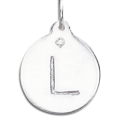 "L" Alphabet Charm With Diamond Jewelry Helen Ficalora Sterling Silver For Necklaces And Bracelets