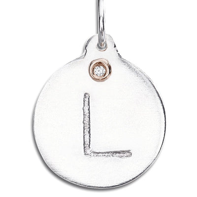 "L" Alphabet Charm With Diamond Jewelry Helen Ficalora Sterling Silver For Necklaces And Bracelets